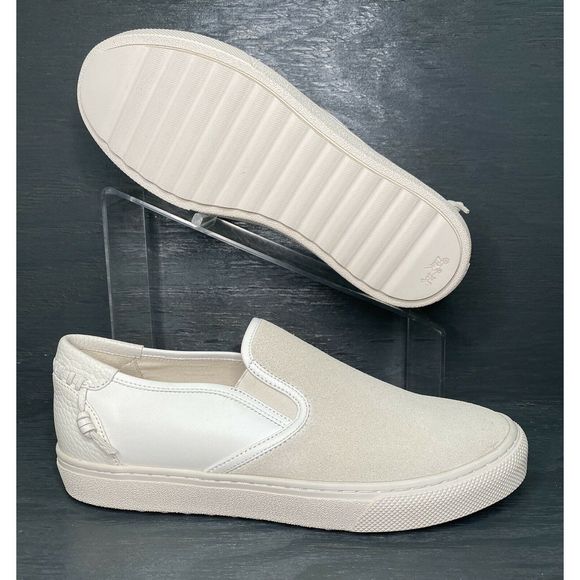 Coach White Leather Suede Slip On G1668 - Picture 2 of 5